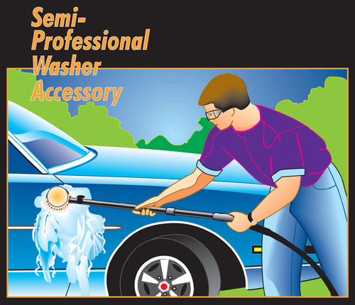 Vector illustration of a man washing a car